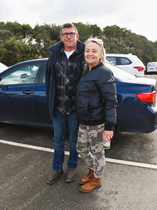 West Gippsland league grand final match 2024 — Phillip Island Bulldogs V Nar Nar Goon "The Goon" Football Club at Garfield Recreation Reserve on September 14, 2024: Tex Handley and Clair Handley. Picture: Jack Colantuono