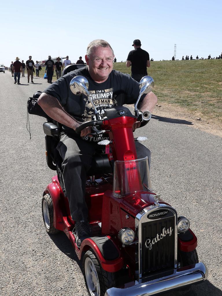 Raymond Munton, 60, arrives in his Gatsby gopher imported from Sweden. Picture: SARAH REED