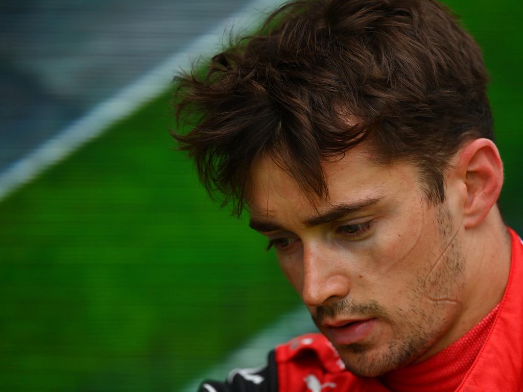 A dejected Charles Leclerc after finishing sixth at Emilia Romagna. Picture: Dan Mullan/Getty