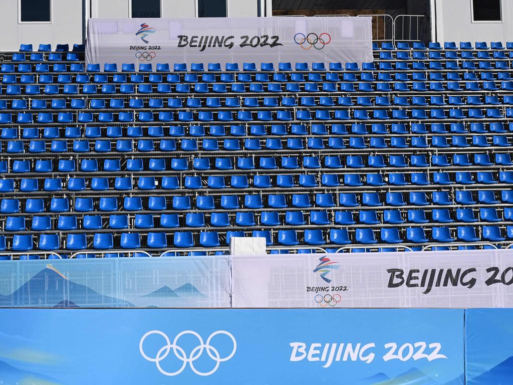 Seats are seen at the cross-country skiing venue in Zhangjiakou, on January 15, 2022, ahead of the Beijing 2022 Winter Olympics. Picture: AFP