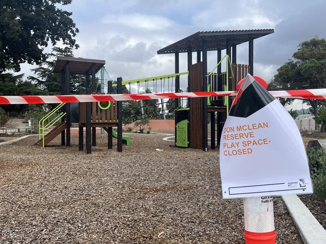 Suspected building materials were found in the mulch at Donald McLean Reserve on the weekend. <br/>Picture: Nilsson Jones