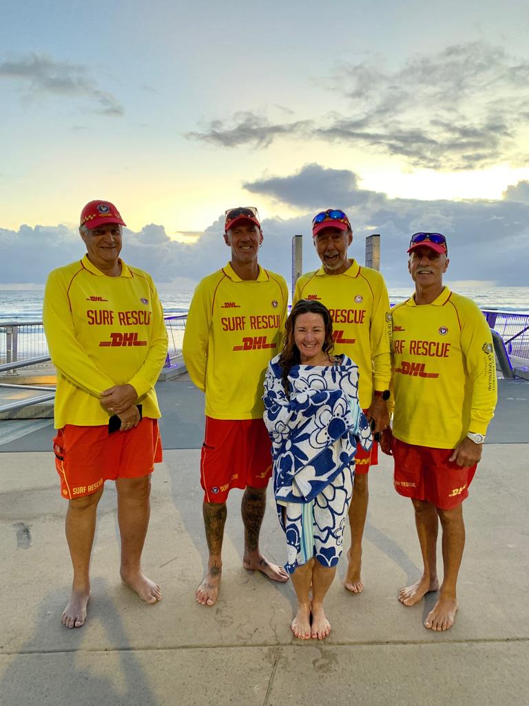 Col Neil, Nathan Long, Amanda Absolom, Graham Long and Brian Hurley at Surfers Paradise. Picture Jenny Masters