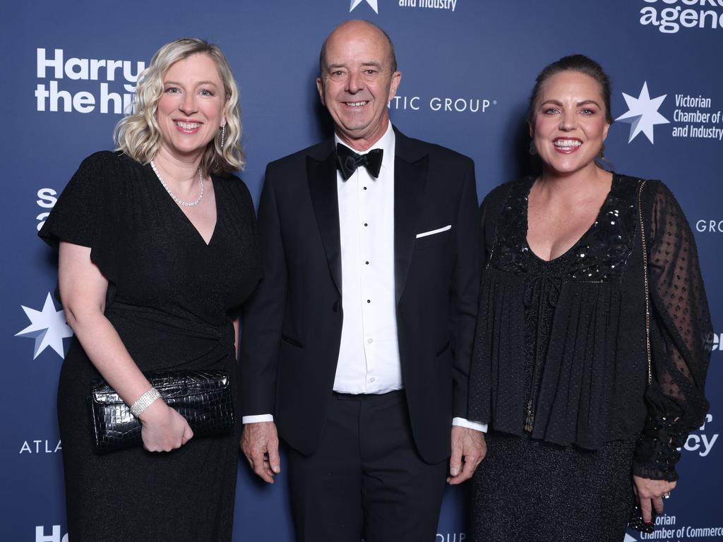 Melbourne Convention Bureau CEO Julia Swanson, Former Grand Prix CEO Andrew Westacott, Visit Victoria Chief Marketing Officer Shae Keenan. Picture: David Crosling