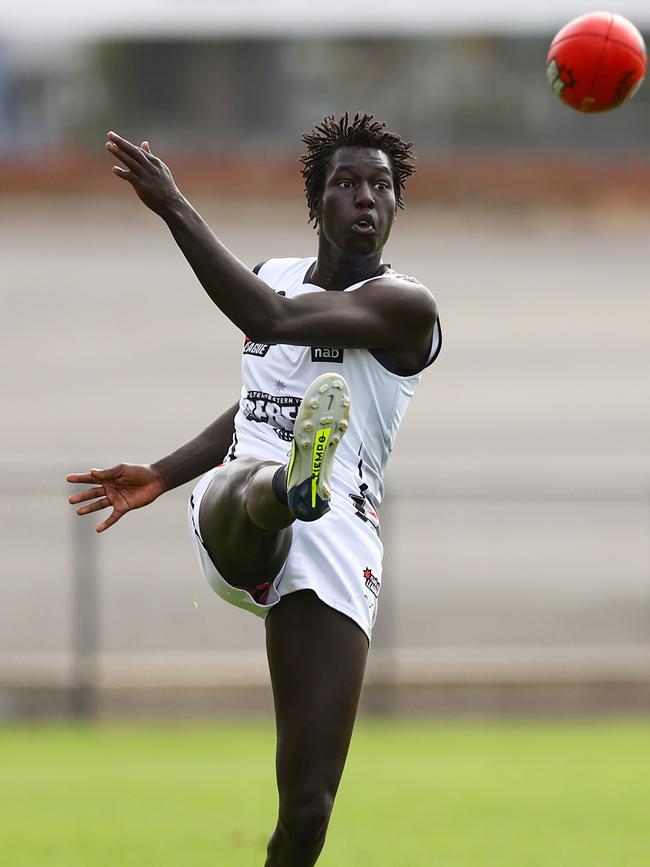 Lual in action for the Rebels. Picture: Graham Denholm/AFL Photos