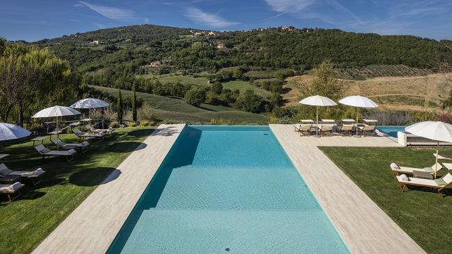 Bucolic views from the pool at Lupaia in Tuscany.