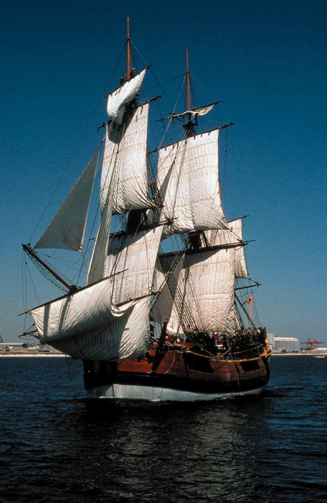 A replica of  the Endeavour, the 18th century sailing ship that Captain James Cook sailed around the world.