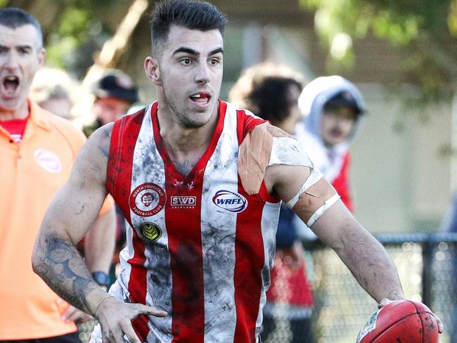 Joel Richardson in action for North Footscray in the WRFL. Picture: Local Legends Photography