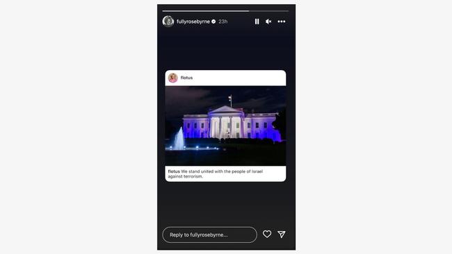 Screenshot of an Instagram post shared by Australian actor Rose Byrne in solidarity with Israel. Picture: Instagram