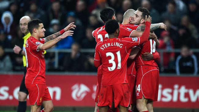 Jordan Henderson of Liverpool celebrates.