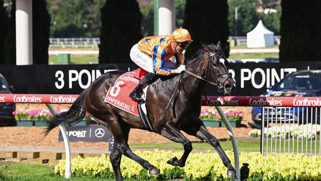 Imperatriz ridden by Opie Bosson wins the Ladbrokes Manikato Stakes at Moonee Valley Racecourse on October 28, 2023 in Moonee Ponds, Australia. (Photo by Reg Ryan/Racing Photos via Getty Images)