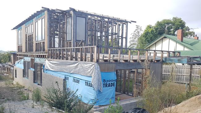 Ringwood residents fears these unfinished townhouses have been abandoned for almost a year. Picture: Kiel Egging.