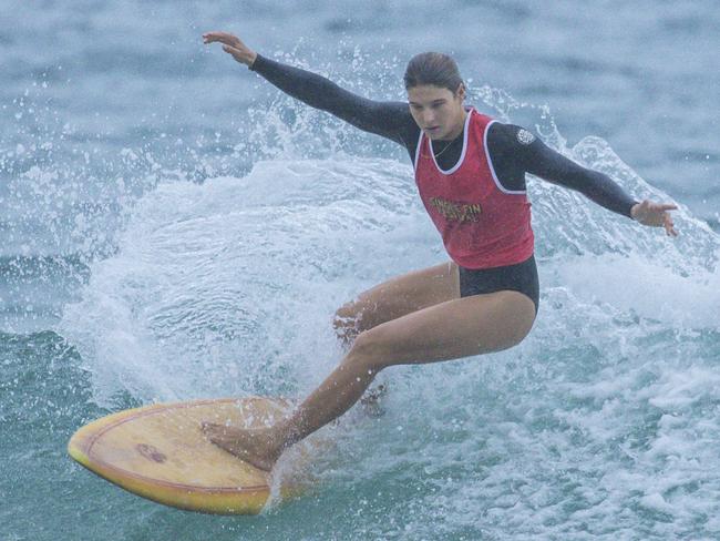 Early Saturday heats of The Burleigh Heads Boardriders Single Fin Festival. Picture: Glenn Campbell