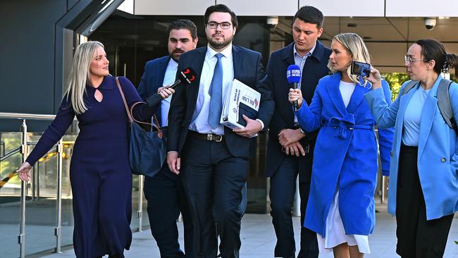 He did not comment to media as he left the courthouse following his first appearance for the committal hearing. Picture: NewsWire / John Gass