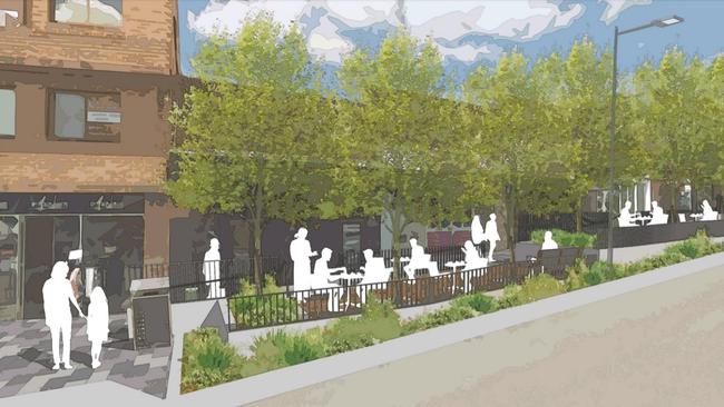 A concept plan of outdoor dining areas in Gordon.