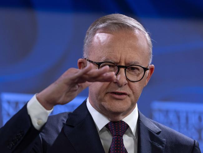 CANBERRA, AUSTRALIA - NewsWire Photos FEBRUARY 22, 2023: Prime Minister of Australia Anthony Albanese made his first address of the year to the National Press Club of Australia, in Canberra.Picture: NCA NewsWire / Gary Ramage