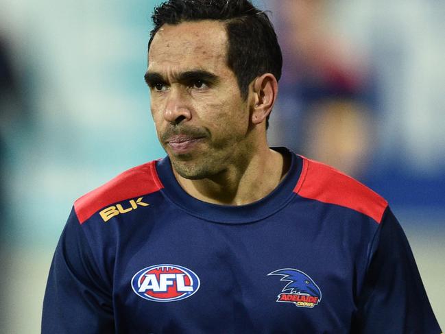 Eddie Betts of the Crows is seen before the Round 18 AFL match between the Geelong Cats and the Adelaide Crows at Simonds Stadium in Geelong, Saturday, July 23, 2016. (AAP Image/Julian Smith) NO ARCHIVING, EDITORIAL USE ONLY