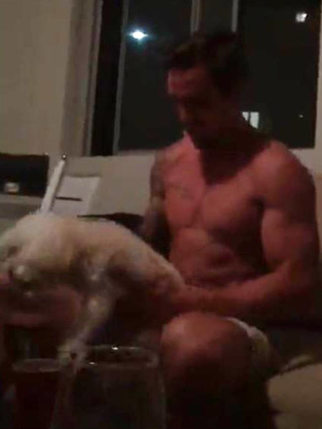 The video showd Pearce simulating sex acts with a dog. Picture: DiiMEX