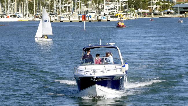 Boats heading out into Moreton Bay from Manly Boat Harbour. Picture: David May