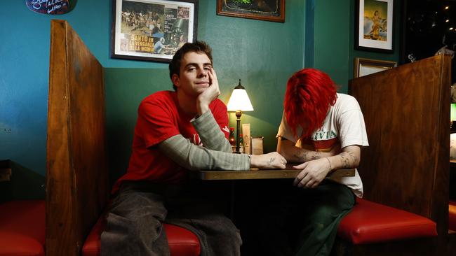 Australian guitar-pop duo Royal Otis, Otis Pavlovic and Royel Maddell at The Beaver Dining Parlour in Bondi. Picture: Richard Dobson