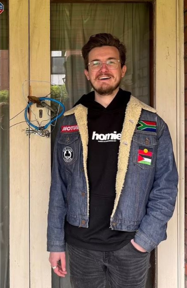 He posed in front of a clumsily locked front door of an "abandoned home". Picture: Supplied