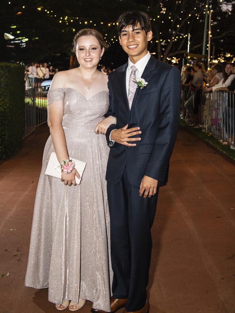 Nathanael Jorgenson and partner Lilly Hayes at St Mary's College formal at Picnic Point, Friday, March 24, 2023. Picture: Kevin Farmer