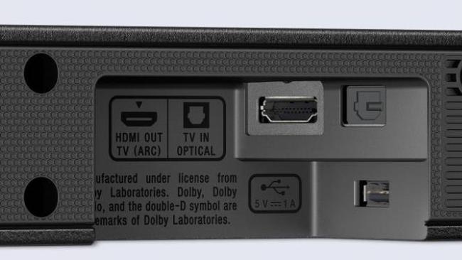 Ports are hidden at the rear of the soundbar.