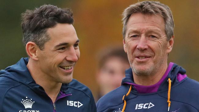 Billy Slater and Craig Bellamy. Photo: Getty Images