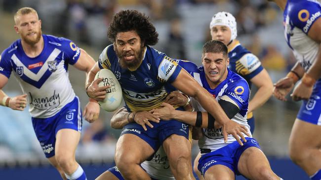 Isaiah Papali'i was strong against the Bulldogs. Picture: Mark Evans/Getty Images