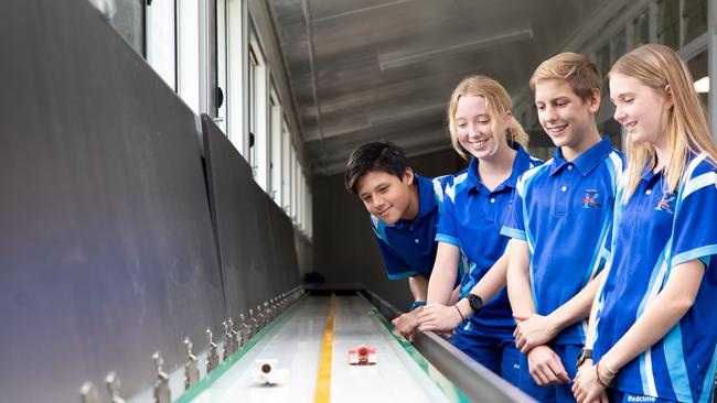 The Redcliffe State High School F1 in Schools team David Forest, Lexy Arnold, Darcy Hannings and Molly Wearne. Picture: Dominika Lis