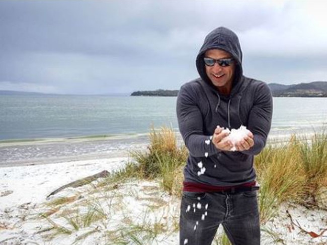 Hail on the beach at Orford. Picture: KATRINA ASHTON