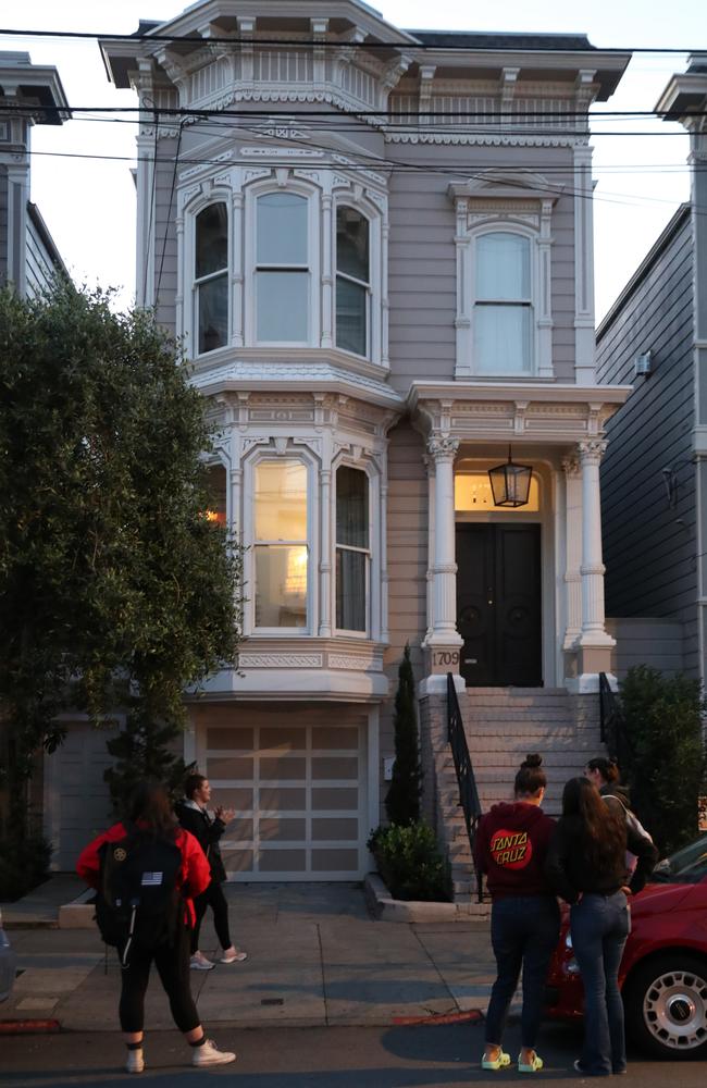 Fans paid their respects to the late star outside the Full House home in San Francisco. Picture: Getty Images