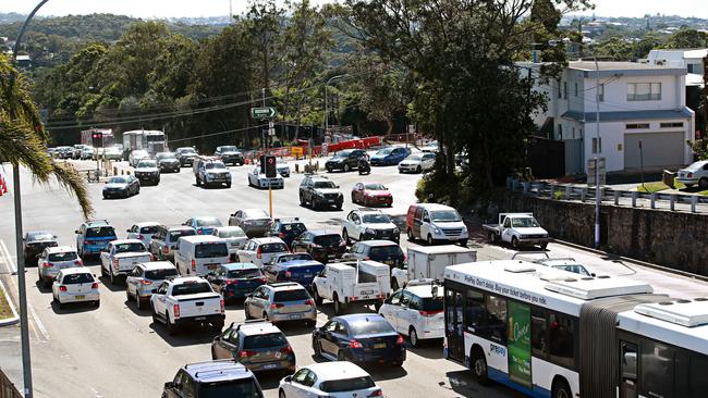 Traffic congestion on the corner of Spit and Sydney Rd, Seaforth. The northern beaches has, and will continue to have some of the city’s most congested roads. Picture: Adam Yip / Manly Daily