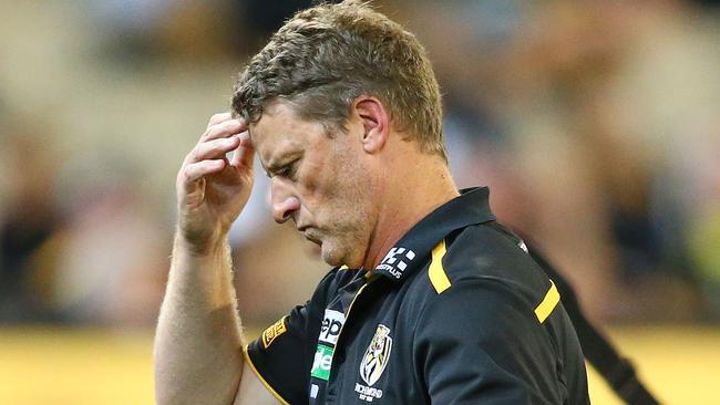 Damien Hardwick after the Round 6 loss to Port Adelaide. Photo by Scott Barbou.