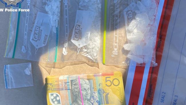 Police allegedly seized $18,000 in cash, 70g of methamphetamine and a firearm while searching a vehicle at Heddon Greta on May 30, 2023. Picture: NSW Police.