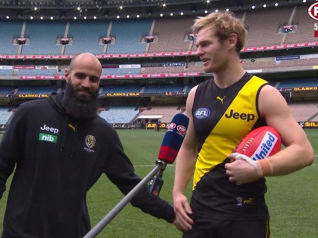 David Astbury with Bachar Houli. Photo: Kayo.