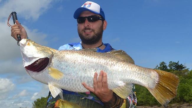 Liam Mortimer’s 104cm barra is one of several metreys that have been pulled from the mouth of Nourlangie Creek recently.