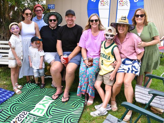 Evie, Megan Brady, Peter Campbell, Tom, Kevin Campbell, Peter Brady, Steph Langstaff, Max, Paula Jeffries, Cheryl Campbell having an action-packed day at the Ladbrokes Stony Creek Cup on Sunday, March 09, 2025. Picture: Jack Colantuono