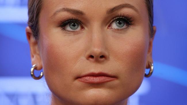 Grace Tame at the National Press Club yesterday. Picture: Lisa Maree Williams/Getty Images