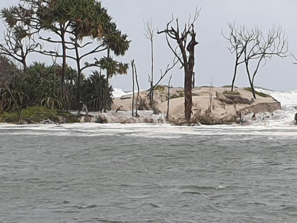 Coastal erosion on Bribie Island is a normal process, however this is the first time waves have broken through the northern dunes.