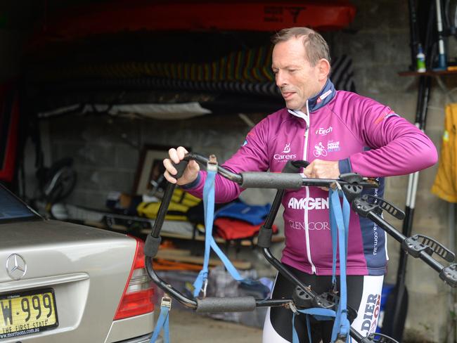 Tony Abbott at outside his home the morning after losing the election. Picture: Jeremy Piper