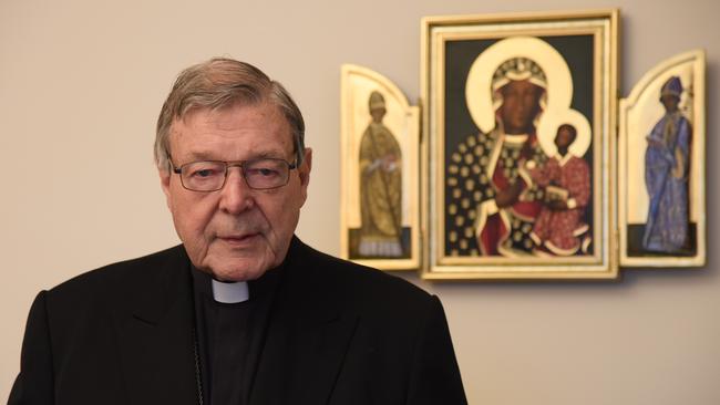 George Pell, in Rome on Friday, suspected his enemies were waging a psychological war. Picture: Victor Sokolowicz