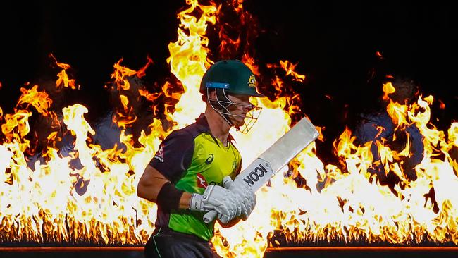 D'Arcy Short walks out to bat during the Twenty20 International match between Australia and England at Blundstone Arena. (Photo by Scott Barbour/Getty Images)