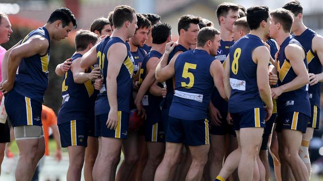 Whitefriars before the VAFA (Division 2) grand final against Brunswick last season. Picture: Andy Brownbill