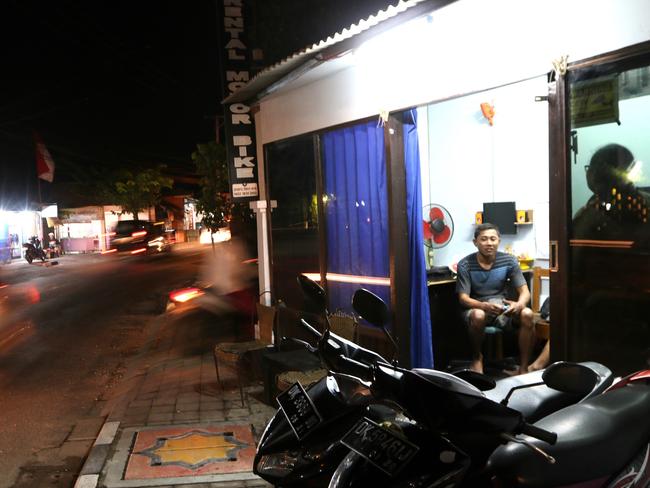 The motorbike rental in Jimbaran where David Taylor and Sara Connor rented a bike to go to the Australian Consulate to ask for protection. Picture: Lukman S. Bintoro.