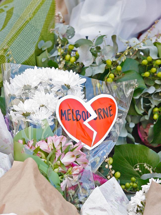 A floral tribute for victims of the Bourke Street Mall attack. Picture: Scott Barbour/Getty Images