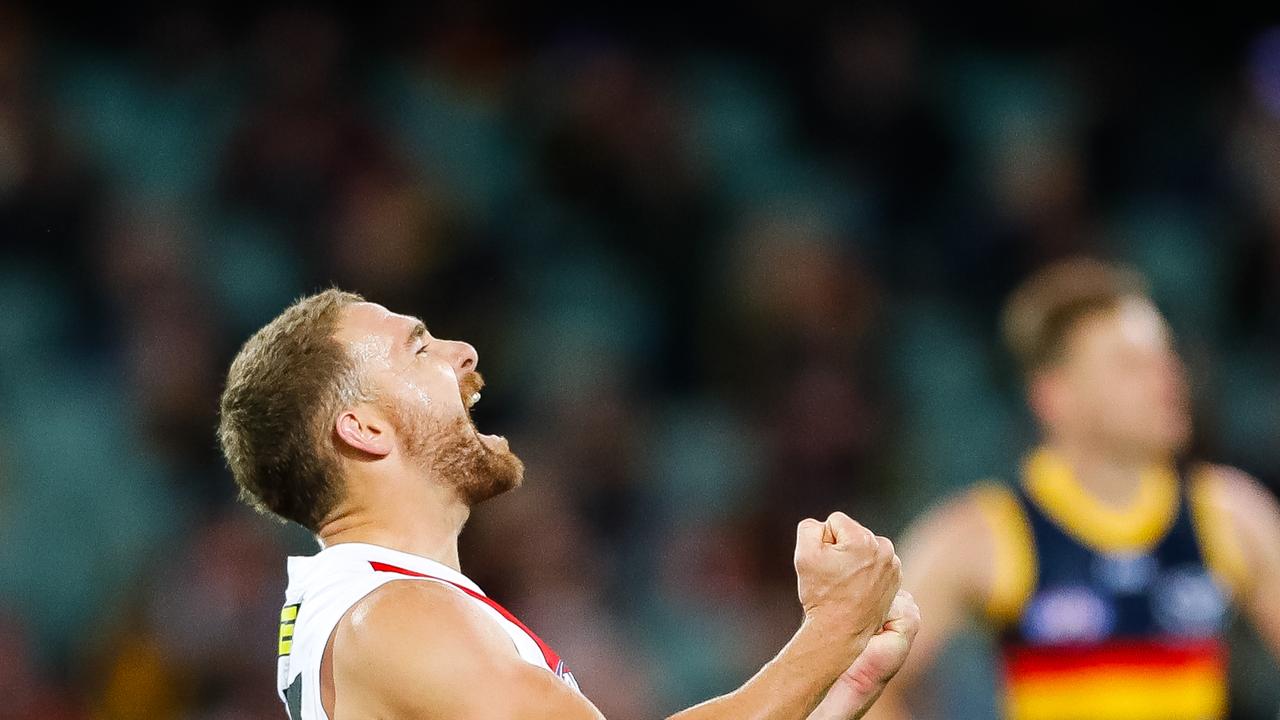 Dean Kent celebrates two fourth quarter goals.