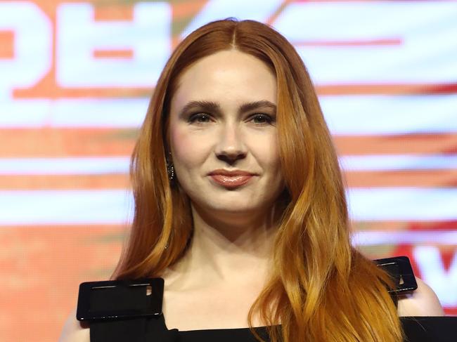 SEOUL, SOUTH KOREA - APRIL 18: Karen Gillan poses during a press conference for "Guardians Of The Galaxy Vol.3" at the Conrad Hotel on April 18, 2023 in Seoul, South Korea. (Photo by Chung Sung-Jun/Getty Images)