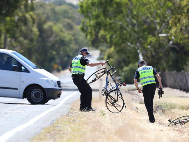 Police at the scene of the fatal hit-and-run. Pic: Tait Schmaal