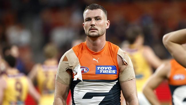 Dejected Kieren Briggs during the AFL Semi Final match between the GWS Giants and Brisbane Lions at Engie Stadium on September 14, 2024. Photo by Phil Hillyard(Image Supplied for Editorial Use only - **NO ON SALES** - Â©Phil Hillyard )