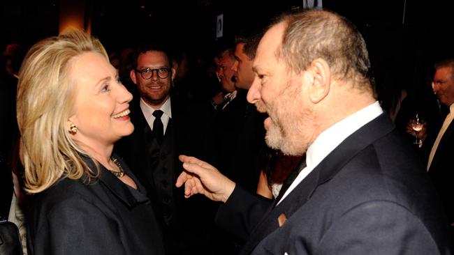 Hillary Clinton chats with Harvey Weinstein at the TIME 100 Gala celebrating TIME'S 100 Most Influential People In The World in 2012. Picture: Kevin Mazur/WireImage for TIME